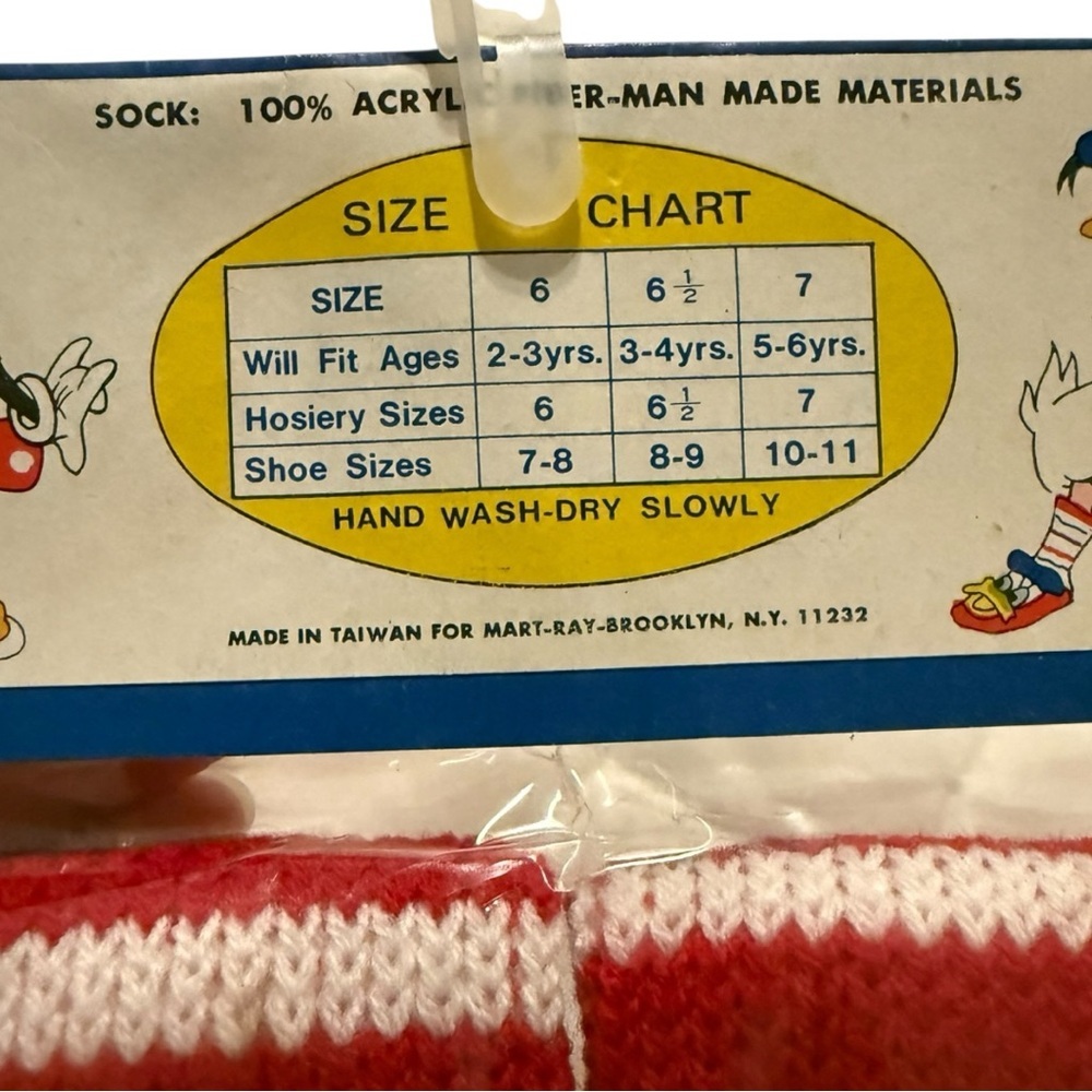 Vintage Mickey Mouse Club Slipper Socks Walt Disney Productions Red/White/Blue 6 - Picture 5 of 6